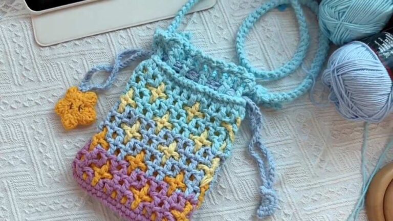 Crochet A Trendy Galaxy Drawstring Pouch & Handset Bag with Star
