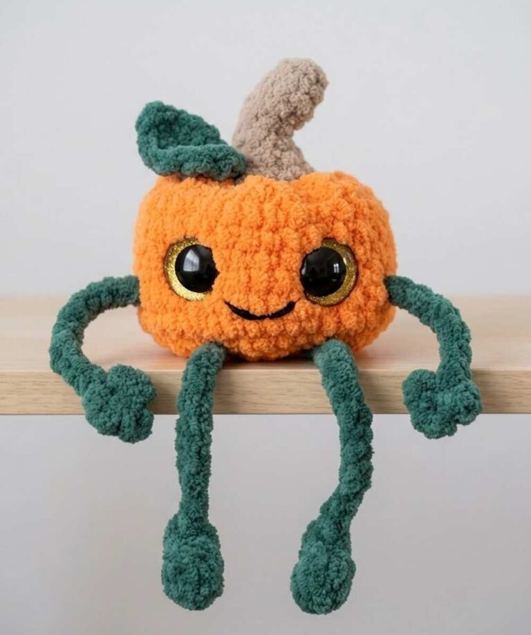 How to Crochet Fidget Leggy Plush Pumpkin with Eyes for Fall
